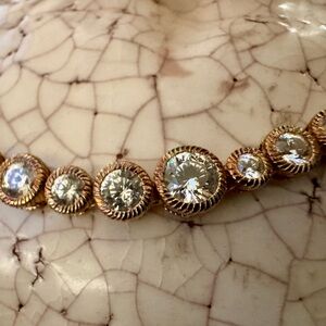 Judith Ripka RARE Silver Tennis Necklace Gold Tone